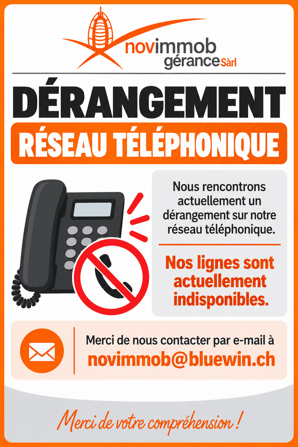 Dérangement sur le réseau